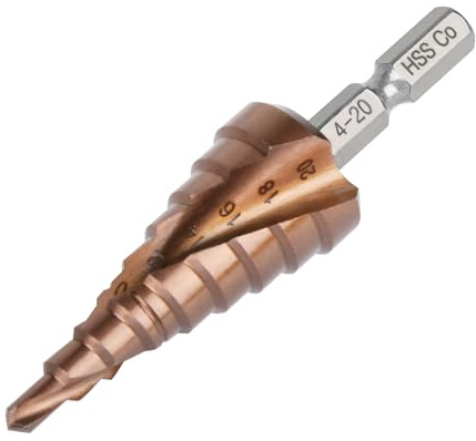 Vearter Broca escalonada de metal de 4-20 mm, 9 niveles, broca cónica de metal, HSS M35, broca de cobalto para acero inoxidable, chapa de aluminio, hierro, plástico, PVC, madera