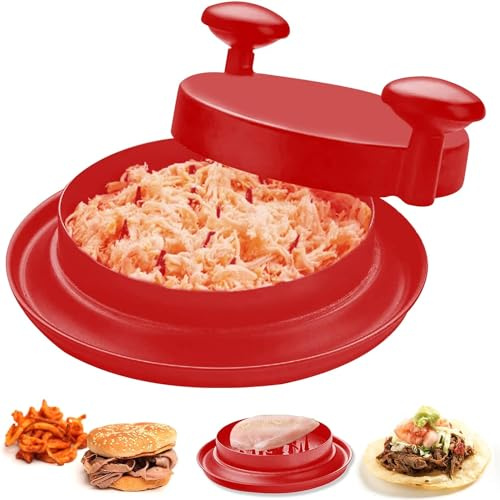 FIYSON Kycklinghackare, 25 cm kycklingbröststrimlningsverktyg, kycklinghackningsverktyg, stor kötthackare, för griskött, nötkött, kyckling, ergonomiskt handtag, BPA-fri (röd)