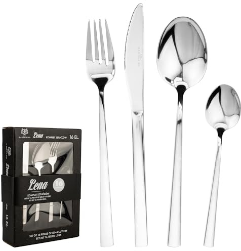 KARL HAUSMANN Set Posate 4 Persone, 16 Pezzi in Acciaio Inox Argento - Servizio Posate con Coltelli Forchette Cucchiai Cucchiaini e Forchettine da Dessert, Finitura Lucida, Lavabili in Lavastoviglie