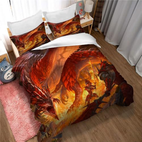 Ste-X 200 Fadenzahl Einzel/Doppel Monster Hunter Bettbezugssets 100% ägyptische Baumwolle Hotelqualität Ultraweich Anti-Allergiker-Luxus (220x240cm,MH 05)