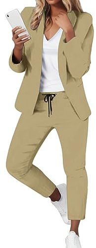 Tailleur Pantalon Femme Chic Ensemble Slim Fit Veste Bureau Travail Décontracté Blazer Costumes Formelle Deux Boutons Ensemble Femme Chic Et Elegant Costume Femme Chic Tailleur 2 Pieces