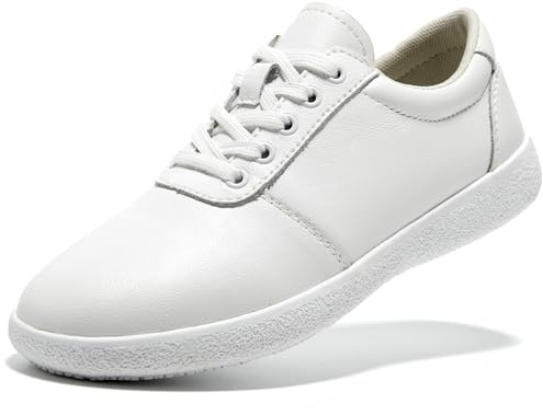 TRULAND Zapatos de trabajo antideslizantes para mujer, zapatos de cuero antideslizantes para enfermeras, chefs y profesionales de la salud, ligeros y cómodos para restaurante y servicio de alimentos