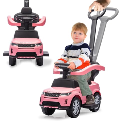 JAMARA 464061 Land Rover Discovery 3 en 1, Coche Antideslizante con Barra de Empuje, vehículo para niños, Juguete Deslizante, Idea de Regalo para niños, protección antivuelco, Barra de Empuje y