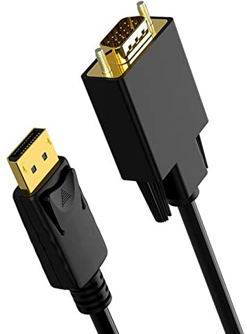 KIMISS DP Till VGA-adapterkabel 1,8 M - Effektiv DisplayPort Till VGA-sladd för Tydlig Videoöverföring, Plug and Play-design, Robust PVC-skydd