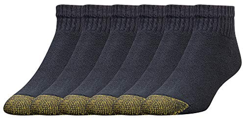 GOLDTOE Men's 656P Cotton Ankle Athletic Socks, Multipairs, Black (6-Pairs), Large