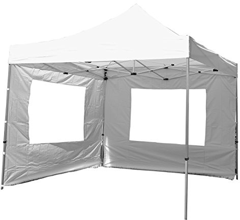 Profi Faltpavillon 3x3 m mit 2 Seitenteilen - hochwertige Ausführung - wasserdichtes Dach mit PVC-Coating - 270 g/m² incl. Tragetasche und Zubehör – Farbe: weiß