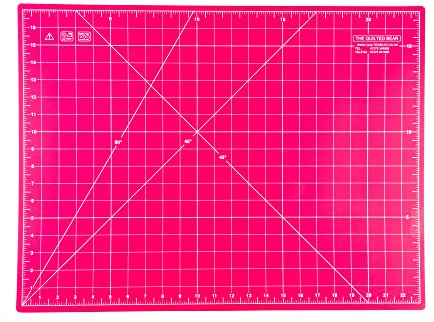 The Quilted Bear Cutting Mats - Sewing & Quilting Self Healing Cutting Mat 18 x 24 (A2) with 60 & 45 Degree Angle Markings - Your Choice of Two Colours (Pink)