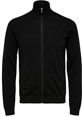 Selected Men's Slhberg Full Zip Cardigan B Noos Sweatshirt, Black, XL UK