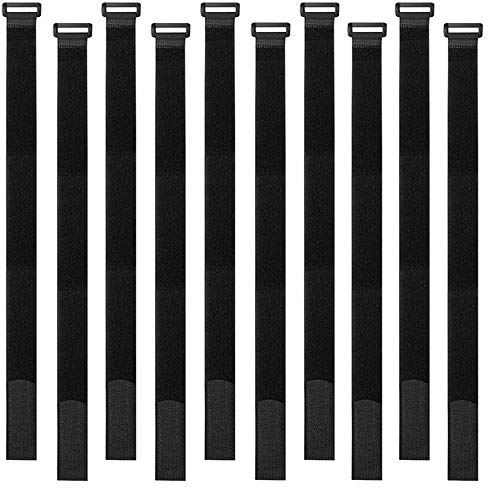 Aiqeer 30 Pièces 40 cm Sangles de Câble Noir, Attaches de Câble Réutilisables, Sangles Serre-Câbles, Sangles de Fixation à Crochet et Boucle, pour La Gestion des Câbles