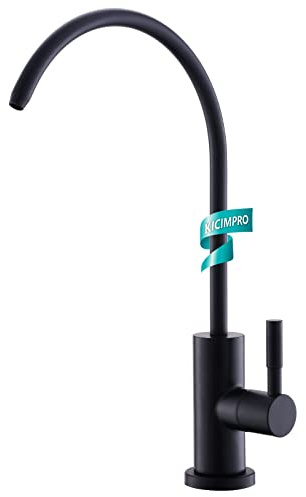 Kicimpro Stainless Steel Matte Black Finish RO Faucet Kitchen Water Filter Faucet for 0.59-1.37 Inches Sink Holes, 10.3 Inches Height Bar Sink Faucet