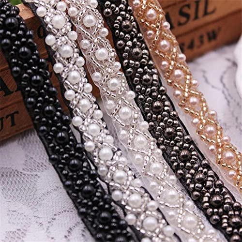 Yulakes Nastro di pizzo in tulle, per abbigliamento, decorazione, abito da sposa, colletto, maniche, applicazioni in pizzo, fai-da-te, artigianato, 2 metri (nero)