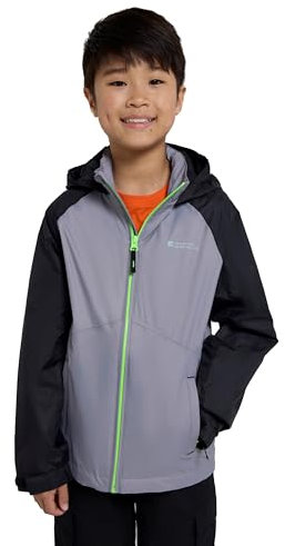 Mountain Warehouse Torrent Wasserdichte Kinderjacke - leichte Regenjacke für Kinder mit versiegelten Nähten, atmungsaktiv, für Mädchen und Jungen - zum Wandern Legiertes Grau Kinder 164 DE (13 Jahre)