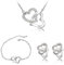 FDEETY Schmuckset Silber 925 Damen Glanz Kristall Herzform Kette Halskette Ohrringe Armband Schmuck Sets Geschenke für Frauen