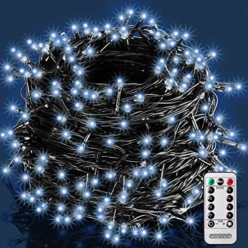 MONZANA® 200 LED Lichterkette 20m Weihnachtsbaum Außen Innen Timer 8 Modi Dimmbar Fernbedienung IP44 Fenster Deko Weihnachten Beleuchtung Kaltweiß