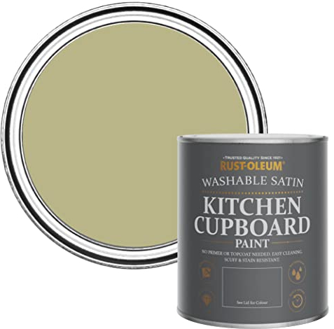 Rust-Oleum Green Scrubbable Kitchen Cupboard Paint in Satin Finish - Sage Green 750ml