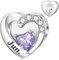 SEVENWELL Juni Geburtsstein Charm für Pandora Herz Charm mit Rosenmonatsblume