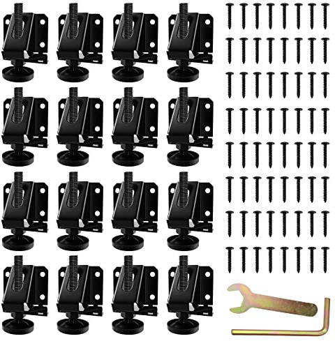 LOSCHEN 16 PCS Heavy Duty Adjustable Leveling Feet for Furniture,Hexagon Nuts Lock Furniture Legs Levelers,for Table, Cabinets, Workbench,Shelving Units and More