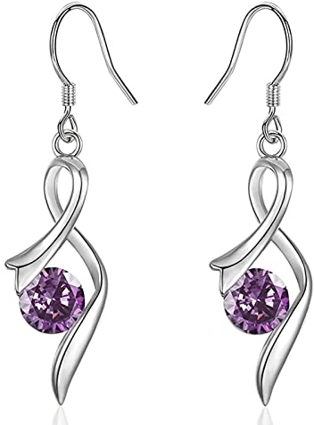 Ohrringe Hängend Damen Silber Ohrhänger hängende 925 Silber Ohrringe mit funkelnedem Amethyst Zirkonia