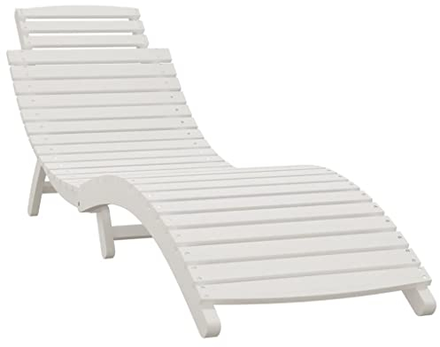 vidaXL Sonnenliege, Gartenliege Klappbar, Relaxliege für Terrasse Garten Pool, Strandliege Liegestuhl Liege Gartenmöbel, Weiß Massivholz Akazie
