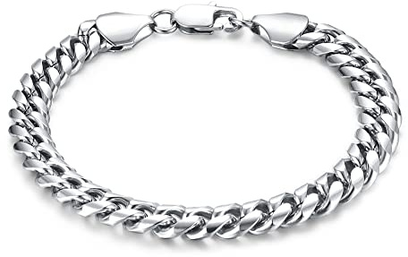 CASSIECA Herrarmband rostfritt stål kubansk figarokedjor för män kvinnor 5 mm/9 mm mode smycken armband för hiphop rappare födelsedagspresenter för män med presentask, Rostfritt stål