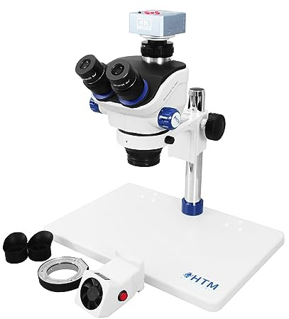HengTianMei TX-350E Trinocular Stereo Zoom Microscope Equipped with a 4K Camera, WF10x Eyepieces, 7X-50X Magnification, Professional Soldering Microscope, for Repair and Watch Objects