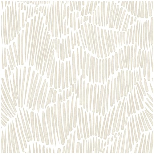 Theper Beige Wallpaper 17.3×78.8 Modern Striped Peel and Stick Wallpaper Boho Removable Self Adhesive Wall Paper for Bedroom Waterproof White and Gold Contact Paper for Cabinets Vinyl