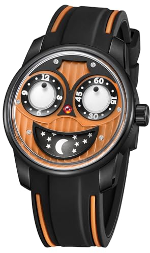 OBLVLO JM-JK-BOBR, Luxus-Herren-Armbanduhr, Gummi, leuchtend, Automatikuhr, kreatives großes Joker-Zifferblatt, schwarzes Gehäuse, mechanische wasserdichte Sportuhr, Automatikuhr, (JM-JK-001)