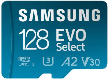 Samsung EVO Select (2024) microSD card + SD adapter, 128GB, Memory card for smartphone and tablet, UHS-I U3, 4K UHD, Full HD, 160 MB/s Read, MB-ME128SA/EU