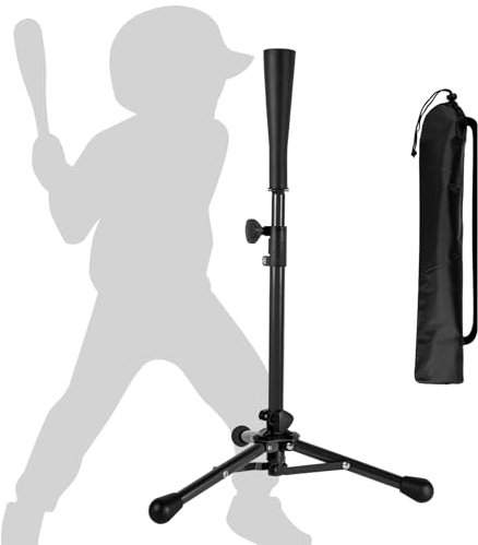 Kids Baseball Tee, 20.87 to 31.29 Inches Batting Tees for Baseball with Carry Bag, Portable Stable Baseball Tees for hitting, Tripod Tanner Tee for Baseball Practice Stand Aged 3-8 Years (Black)
