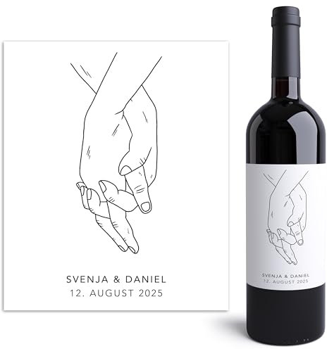 Flaschenetiketten Hochzeit personalisierte Weinetiketten selbst gestalten Wein Hochzeitsgeschenk Geschenk Weinflaschenetiketten selbstklebend 2 Stück | 10x12 cm