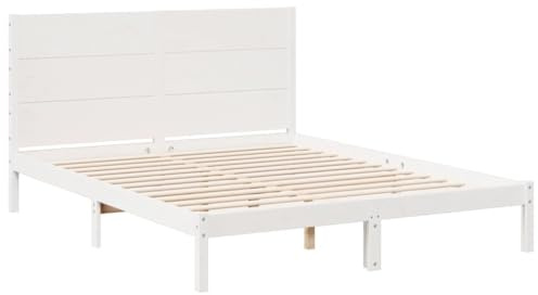 vidaXL Giroletto Extra Lungo Senza Materasso Bianco 140x210cm Massello, mobili Camera da Letto, Letto Matrimoniale, giroletto in Legno, Letto