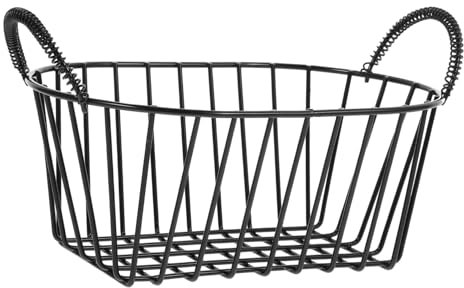 Ciieeo Panier Métallique À Fruits Vintage En Fer 19.3X12X10.5 Cm Avec Doubles Poignées Pour Rangement Compact Fruits Collations Et Organisation Bureau