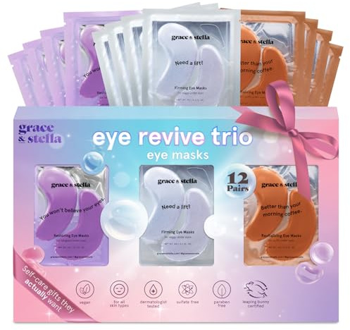 grace & stella Under Eye Patches (12 pairs) Eye Masks for Dark Circles and Puffiness - Gifts for Her, Travel & Self Care Gifts, Bachelorette Party Favors - Vegan Cruelty-Free Skin Care