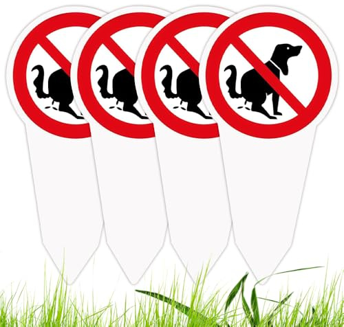 SGZIOO 4 Piezas Cartel Prohibido Caca Perros, 30 x 15 cm Prohibido Caca Perro, Prohibido Cagadas de Perro Señal para Jardín Parque, Protección UV Resistente a La Intemperie, PVC