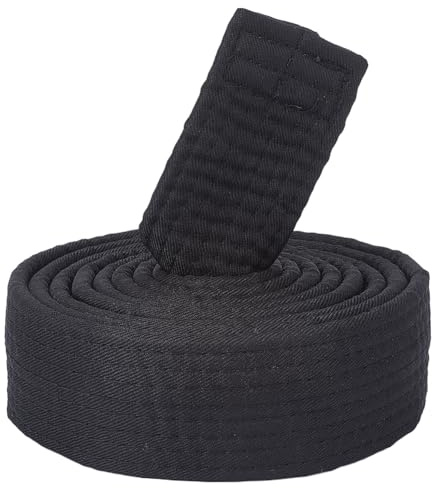 CREATCABIN Cinturón negro de karate Jiu Jitsu de poliéster para artes marciales, cinturón de judo Jiu-Jitsu TKD Aikido, cinturón largo suave de ajuste universal, cinturones de taekwondo para hombres y