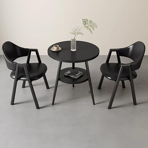 Set da pranzo rotondo con 2 sedie in ecopelle, perfetto per cucina, balcone e soggiorno, elegante gruppo da pranzo per spazi moderni, design salvaspazio
