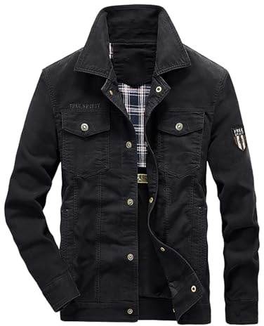 Mymyguoe Chaqueta cargo para hombre, chaqueta bomber, chaqueta de campo, chaqueta de entretiempo, chaqueta militar, cuello alto, chaqueta de aviador, vintage, bombardero, multibolsillos, chaqueta de
