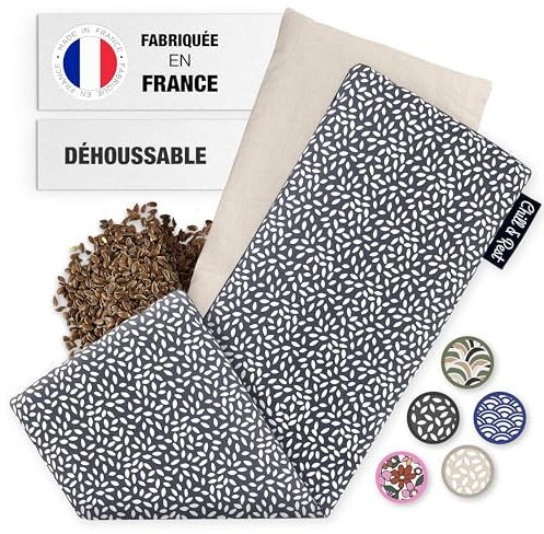 Chill&Rest - Cuscino termico microonde - cuscino riscaldante cervicale - semi di lino - cuscino riscaldabile - dolore cervicale - termoforo lombare - Grigio - La Anthracite