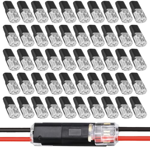 Double Wire Plug in Connector with Locking Buckle, Flame Retardant Locking Wire Quick Connectors, Suitable for Emergency Repairs, Home and Automotive Wiring, Easy to Use (50PCS)