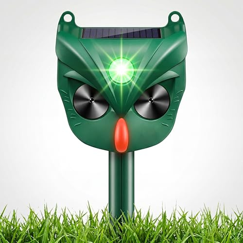 Ultrasonic Cat Scarer, Solar Cat Deterrent for Garden, IPX5 Waterproof USB Charging Marten Deterrent with Motion Sensor, 5 Frequency Ranges and Red Flashing Lights, Bird Deterrent for Cats, Dogs