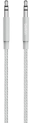 Belkin Premium 3.5 mm Braided Tangle Free Aux Cable with Aluminuim Connectors - Silver