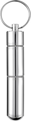 Pocket Toothpick Holder Waterproof Aluminium Alloy Toothpick Box Metal Pill Case with Key Ring, 2.8 x 0.6 Inch