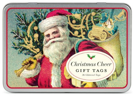 Cavallini Glitter Gift Tags Christmas Cheer, 36 Assorted Gift Tags
