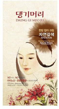 Daeng Gi Meo Ri – Korean Herbal Hair Dye Color Cream [Natural Brown] - PPD-Free Gray Coverage, Hair Protection, High-Keratin Formula, 5 Oz