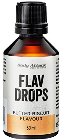 Body Attack Flavdrops Butter Biscuit zuckerfreie Aromatropfen Vegan ohne Aspartam Butterkeks 50 ml