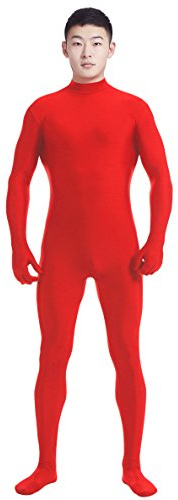 lucky baby store Boys' Men's Adult Mock Neck Full Body Unitard Spandex Zentai Suits Costumes Unitard (L, red)