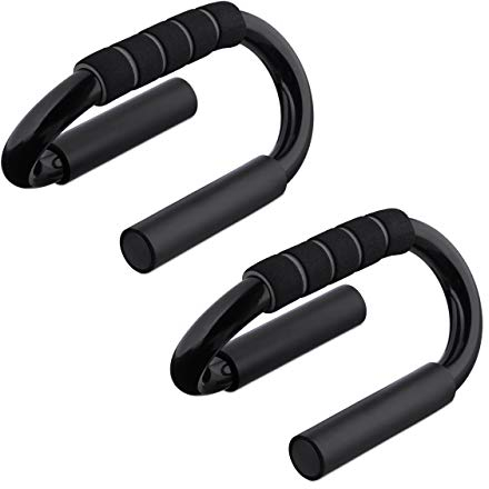 Relaxdays Liegestützgriffe im 2er Set, rutschfeste Sportgriffe, Metall, Home Workout, ergonomische Push Up Bars, schwarz