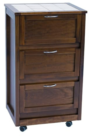 Liberoshopping Carrello da cucina mobiletto 49x38xh83 LANDHELL LUSSO con ante a ribalta e ruote per casa giardino (Noce)