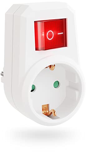 greate Schaltbare Steckdose mit Schalter 1fach - Schuko Steckdosenschalter 2 polig, Zwischenstecker mit Schalter, Stecker mit Schalter, Steckdosen mit Ausschalter, Steckdosenadapter mit Schalter