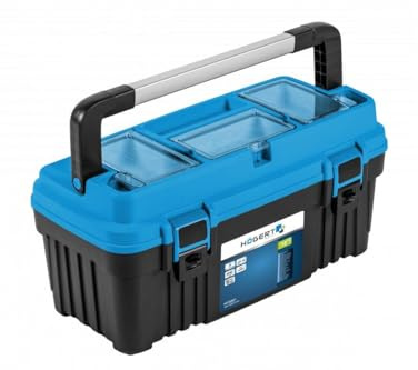 Högert Technik - Werkzeugbox/Werkzeugkoffer (18,47cmX25.6cmX23.8cm) - Ein praktischer und geräumiger Werkzeugkasten - 2 robuste Riegel - 3 Organizer - Tragfähigkeit 15 kg